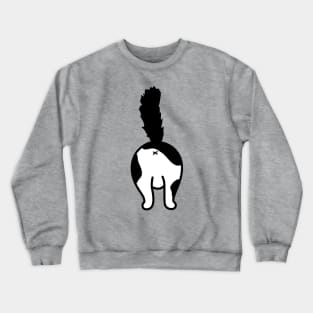 cat butt black and white wth fluffy tail Crewneck Sweatshirt